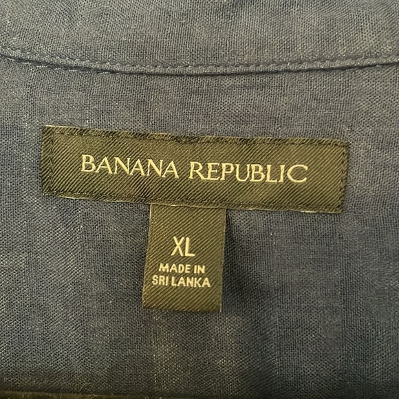 BANANA REPUBLIC Navy Short Sleeve Button Front Blouse Womens Size XL - Picture 4 of 6